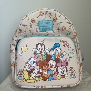 Loungefly Disney Mickey Mouse Mini Backpack Friends Babies Candy Blue Trim Baby